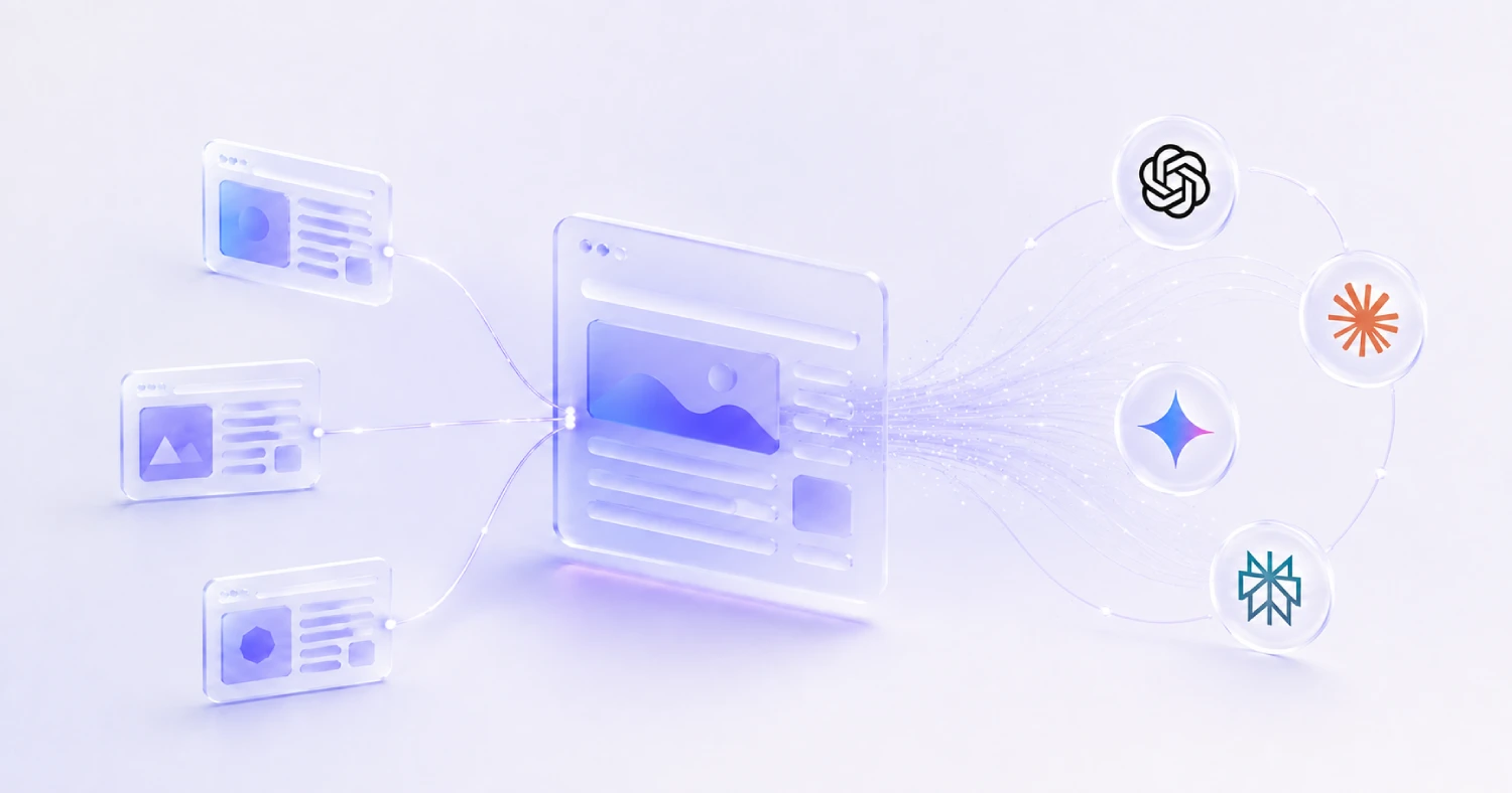 AI SEO for WordPress connecting structured web pages with ChatGPT, Claude, Gemini and Perplexity.