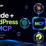 PageForge MCP banner showing Claude, ChatGPT and WordPress connected through MCP, demonstrating AI-powered WordPress SEO automation and site management.