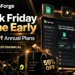 PageForge Black Friday deal banner showing 59% off annual plans with code BF59ANNUAL